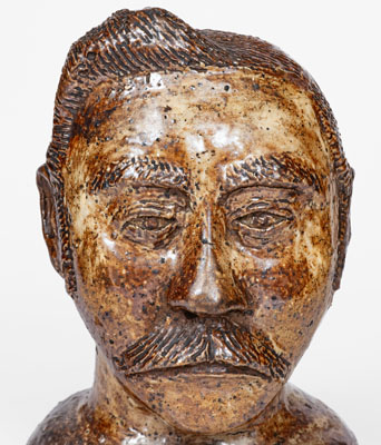 Rare and Fine Slip-Decorated Ohio Sewer Tile Bust