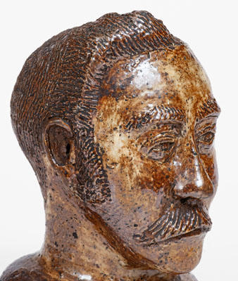 Rare and Fine Slip-Decorated Ohio Sewer Tile Bust