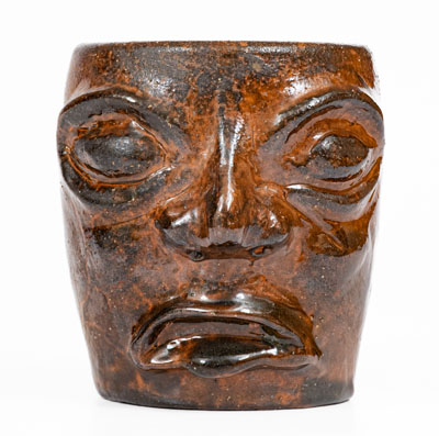 Unusual Redware Face Cup
