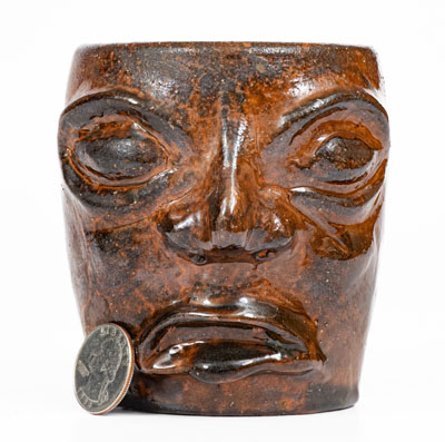 Unusual Redware Face Cup
