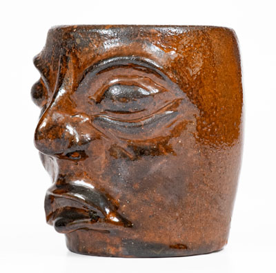Unusual Redware Face Cup