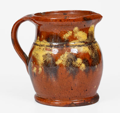 Pennsylvania Redware Cream Pitcher w/ Two-Color Slip Decoration
