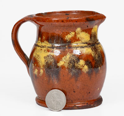 Pennsylvania Redware Cream Pitcher w/ Two-Color Slip Decoration