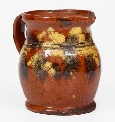 Pennsylvania Redware Cream Pitcher w/ Two-Color Slip Decoration