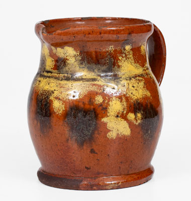 Pennsylvania Redware Cream Pitcher w/ Two-Color Slip Decoration