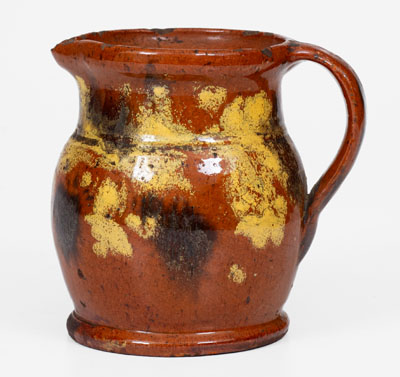 Pennsylvania Redware Cream Pitcher w/ Two-Color Slip Decoration