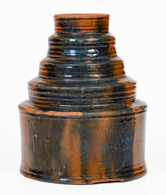 Rare and Fine Stepped Redware Jar w/ Copper Decoration, probably New England, late 18th / early 19th century