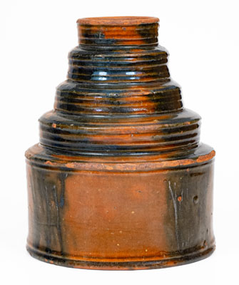 Rare and Fine Stepped Redware Jar w/ Copper Decoration, probably New England, late 18th / early 19th century