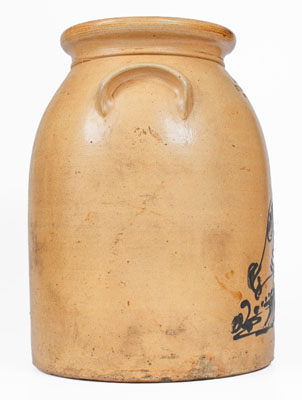 5 Gal. NEW YORK STONEWARE CO. / FORT EDWARD, NY Stoneware Jar w/ Pecking Chicken Design
