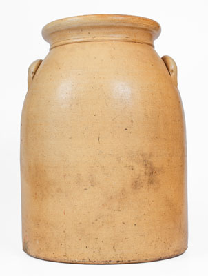 5 Gal. NEW YORK STONEWARE CO. / FORT EDWARD, NY Stoneware Jar w/ Pecking Chicken Design