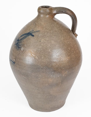 2 Gal. S. S. PERRY & CO. / WEST TROY Stoneware Jug w/ Floral Decoration