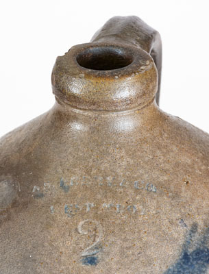 2 Gal. S. S. PERRY & CO. / WEST TROY Stoneware Jug w/ Floral Decoration