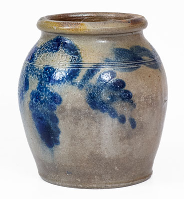 1/2 Gal. H.C. SMITH / ALEXA / D.C. Stoneware Jar w/ Cobalt Decoration (Alexandria, Virginia)