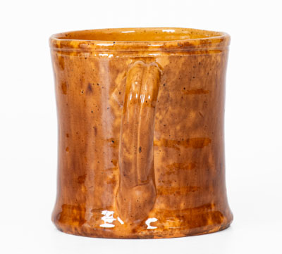 JOHN BELL (Waynesboro, PA) Redware Mug w/ Sponged Manganese Decoration