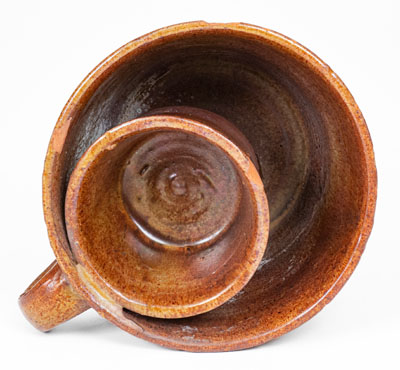 Unusual Redware Shaving Mug, New York State or New England