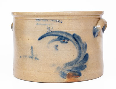 Rare COWDEN & WILCOX / HARRISBURG, PA Stoneware Cake Crock w/ Man-in-the-Moon