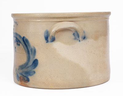 Rare COWDEN & WILCOX / HARRISBURG, PA Stoneware Cake Crock w/ Man-in-the-Moon