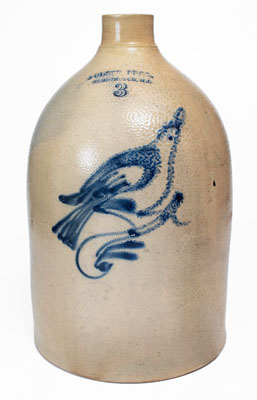 3 Gal. FULPER BROS. / FLEMINGTON, N.J. Stoneware Bird Jug