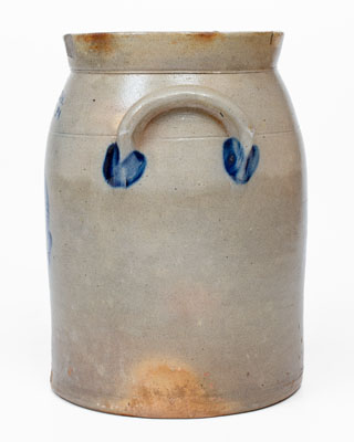 COWDEN & WILCOX / HARRISBURG, PA Stoneware Jar w/ Man-in-the-Moon Decoration