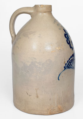 2 Gal. TROY, N.Y. / POTTERY Stoneware Jug w/ Elaborate Numeral Decoration