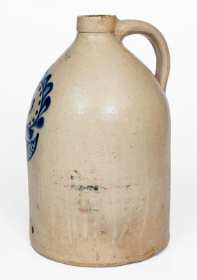 2 Gal. TROY, N.Y. / POTTERY Stoneware Jug w/ Elaborate Numeral Decoration