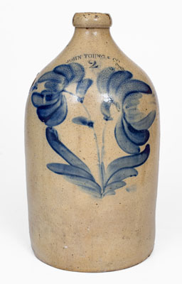 Scarce JOHN YOUNG & CO. (Harrisburg, PA) Stoneware Jug w/ Floral Decoration