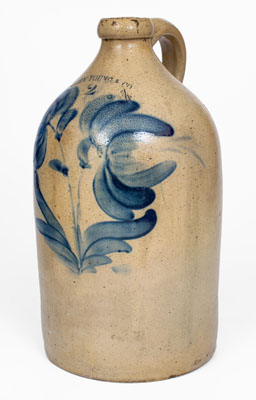 Scarce JOHN YOUNG & CO. (Harrisburg, PA) Stoneware Jug w/ Floral Decoration