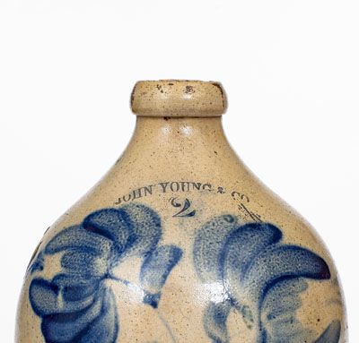 Scarce JOHN YOUNG & CO. (Harrisburg, PA) Stoneware Jug w/ Floral Decoration