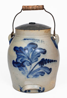 Fine COWDEN & WILCOX / HARRISBURG, PA Stoneware Batter Pail w/ Elaborate Leaf and Floral Decoration