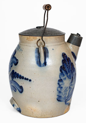 Fine COWDEN & WILCOX / HARRISBURG, PA Stoneware Batter Pail w/ Elaborate Leaf and Floral Decoration