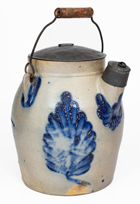 Fine COWDEN & WILCOX / HARRISBURG, PA Stoneware Batter Pail w/ Elaborate Leaf and Floral Decoration
