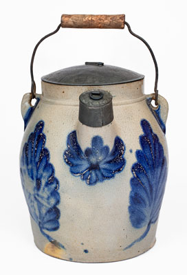 Fine COWDEN & WILCOX / HARRISBURG, PA Stoneware Batter Pail w/ Elaborate Leaf and Floral Decoration