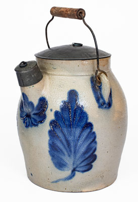 Fine COWDEN & WILCOX / HARRISBURG, PA Stoneware Batter Pail w/ Elaborate Leaf and Floral Decoration
