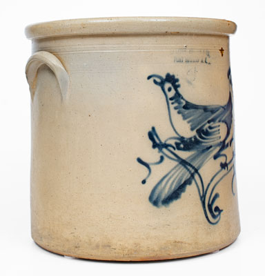 4 Gal. HAXSTUN, OTTMAN & CO. / FORT EDWARD, NY Stoneware Crock w/ Double Bird Decoration