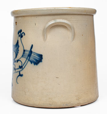 4 Gal. HAXSTUN, OTTMAN & CO. / FORT EDWARD, NY Stoneware Crock w/ Double Bird Decoration