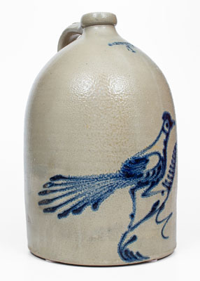 4 Gal. WHITES UTICA Stoneware Bird Jug, circa 1870