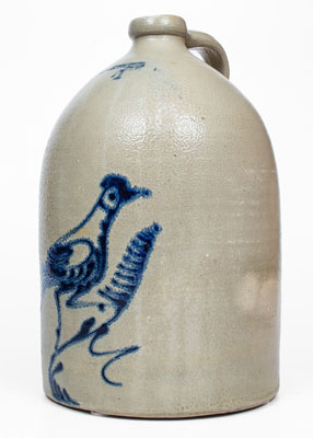 4 Gal. WHITES UTICA Stoneware Bird Jug, circa 1870