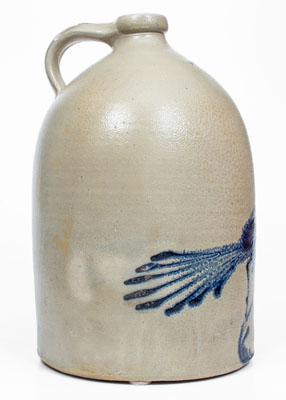 4 Gal. WHITES UTICA Stoneware Bird Jug, circa 1870
