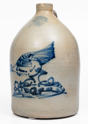 2 Gal. WEST TROY / NY / POTTERY Stoneware Jug w/ Pecking Chicken Decoration