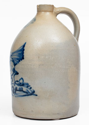 2 Gal. WEST TROY / NY / POTTERY Stoneware Jug w/ Pecking Chicken Decoration