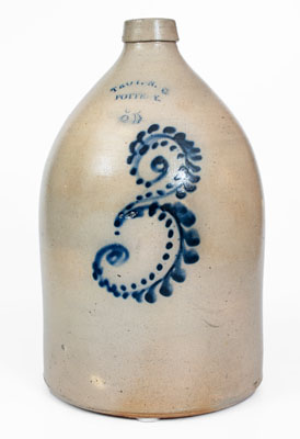 3 Gal. TROY, N.Y. POTTERY Stoneware Jug w/ Bold Numeral Decoration
