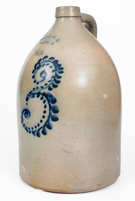 3 Gal. TROY, N.Y. POTTERY Stoneware Jug w/ Bold Numeral Decoration