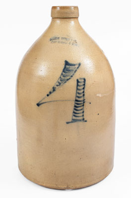 4 Gal. HAXSTUN, OTTMAN & CO. / FORT EDWARD, NY Stoneware Jug w/ Bold Numeral Decoration