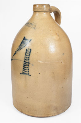 4 Gal. HAXSTUN, OTTMAN & CO. / FORT EDWARD, NY Stoneware Jug w/ Bold Numeral Decoration