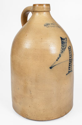 4 Gal. HAXSTUN, OTTMAN & CO. / FORT EDWARD, NY Stoneware Jug w/ Bold Numeral Decoration