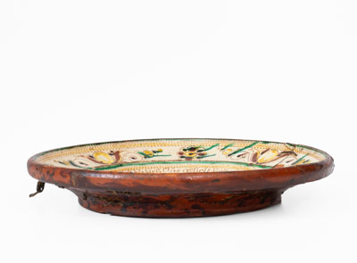 Elaborate Swiss Sgraffito Earthenware Dish, Lagnau Region, 1779