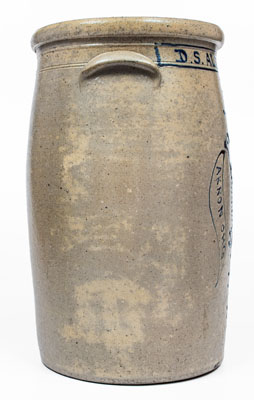 Exceptional 6 Gal. AKRON OHIO Stoneware Presentation Churn w/ Elaborate Game Bird Decoration