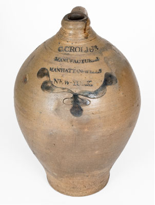 Fine C. CROLIUS / MANUFACTURER / MANHATTAN-WELLS / NEW-YORK Stoneware Jug