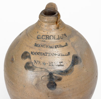 Fine C. CROLIUS / MANUFACTURER / MANHATTAN-WELLS / NEW-YORK Stoneware Jug