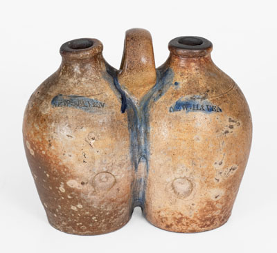 Scarce NEW-HAVEN, Connecticut (Absalom Stedman or Stedman & Seymour) Stoneware Gemel